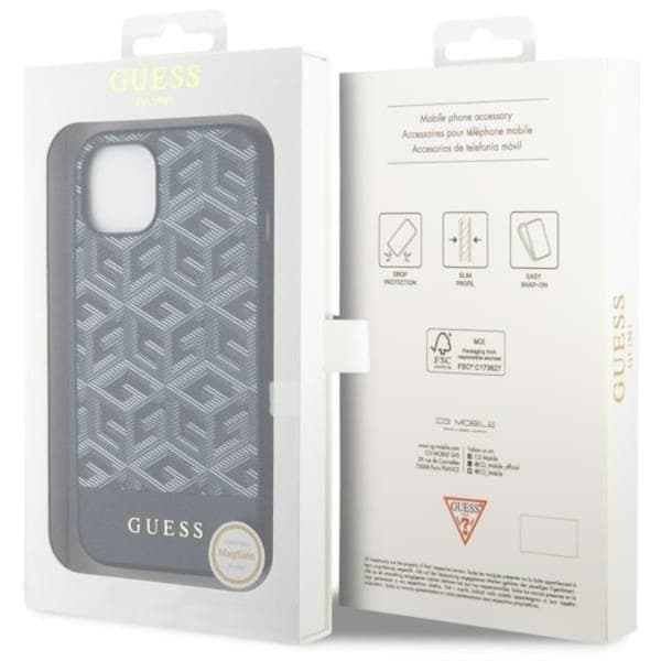 Guess iPhone 14 Plus Mobilskal MagSafe GCube Stripes - Sort Black