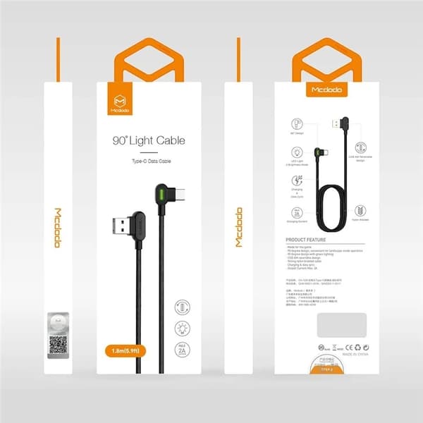 MCDODO USB-A - USB-C Kabel 0.5m CA-5280 Button Svart Svart