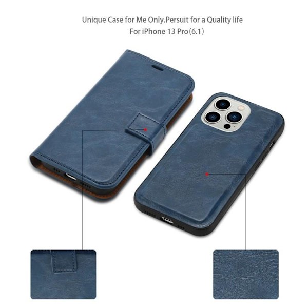 iPhone 15 Pro Plånboksfodral 2-in-1 Detachable - Blå