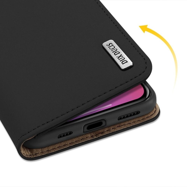 DUX DUCIS aitoa nahkaa oleva lompakkokotelo iPhone 12 Pro Max - musta Black