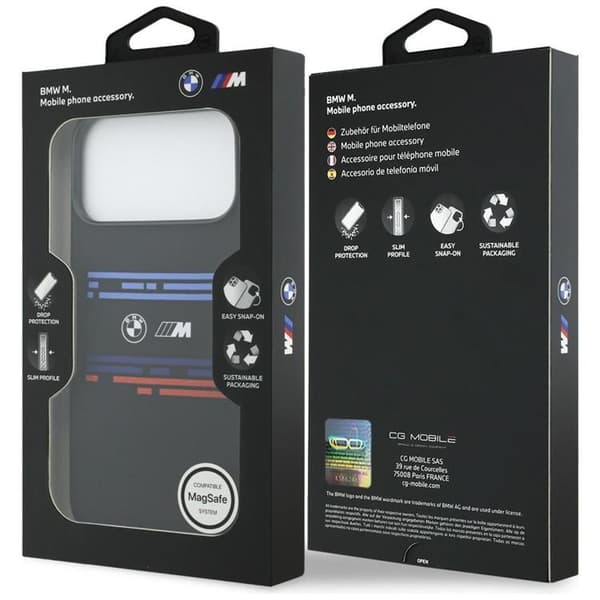 BMW Mobilskal till iPhone 17 Pro Max MagSafe Silikon Horizontal Line Svart