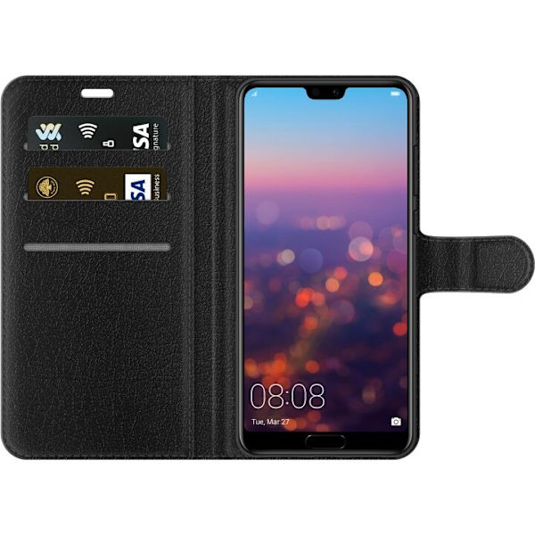 Pung etui til Huawei P20 Pro med lyserød blomst
