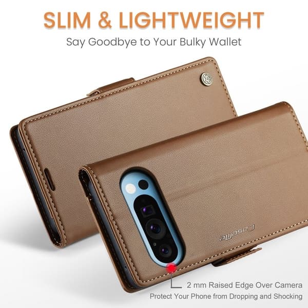 CASEME Plånboksfodral Konstläder för Google Pixel 9 Pro XL - Brun