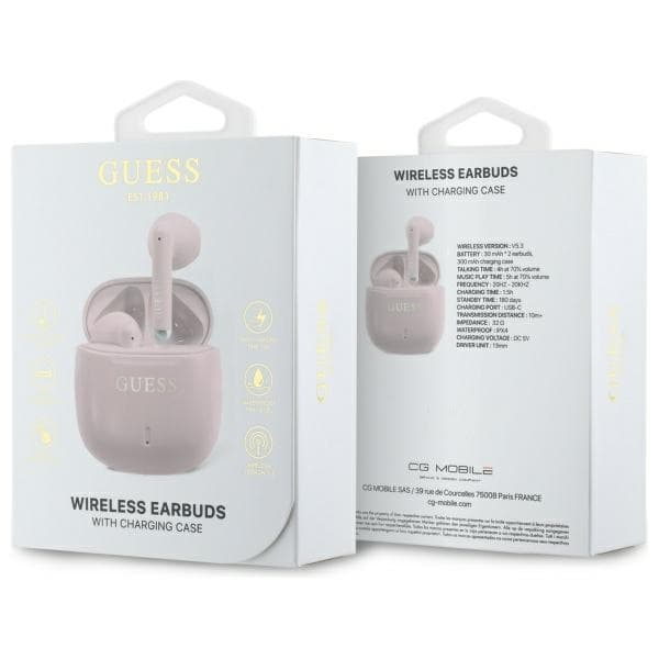 Guess TWS In-Ear øretelefon Bluetooth Trykt Klassisk Logo - Lyserød Rosa