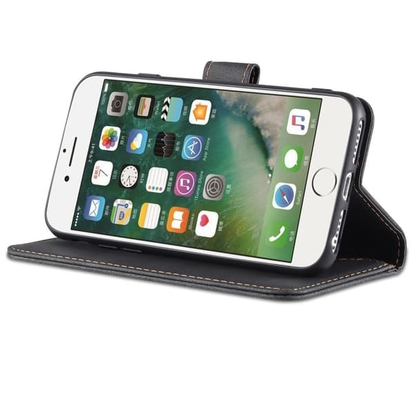 AZNS iPhone SE (2022)/SE (2020)/8/7 Plånboksfodral Konstläder - Svart