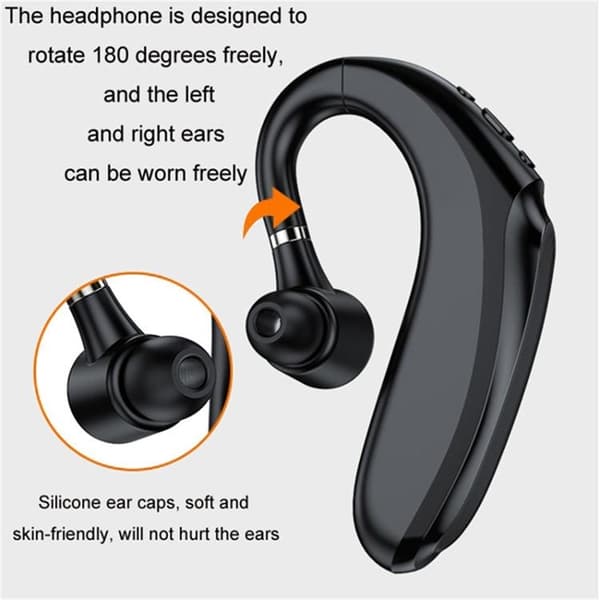 Single In-Ear Hörlur Bluetooth 300mAh Battery Earhook Q12 - Vit Vit