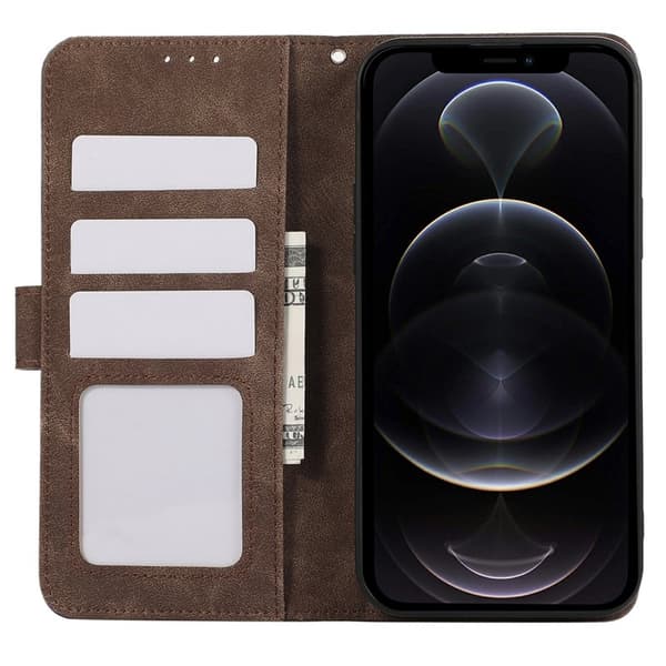 ABEEL iPhone 12 / 12 Pro Plånboksfodral RFID-Skydd Konstläder Brun