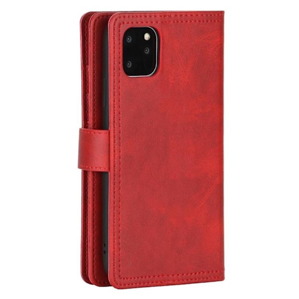 iPhone 14 Pro Plånboksfodral Äkta Läder Flip - Röd
