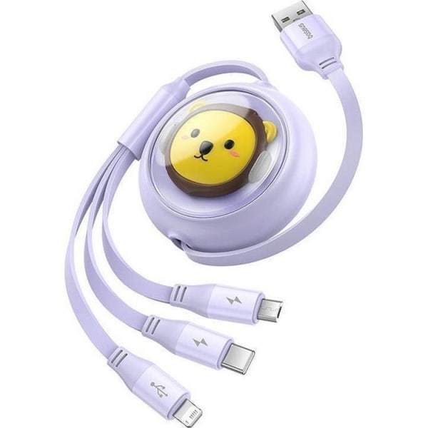 Baseus Kabel USB-A Till USB-C/Lightning/MicroUSB 1.1m - Lila