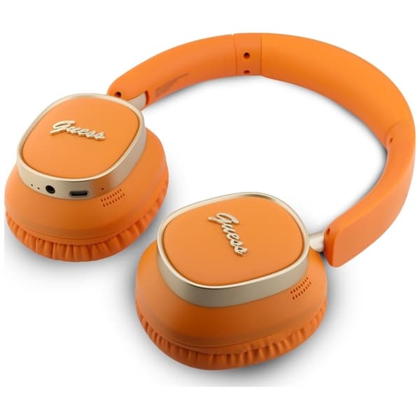 Guess On-Ear Hörlurar Bluetooth ENC Rectangle Metal Script - Orange