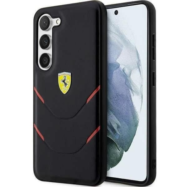 Ferrari Galaxy S23 Plus -kuori Hot Stamp Lines - Musta Black