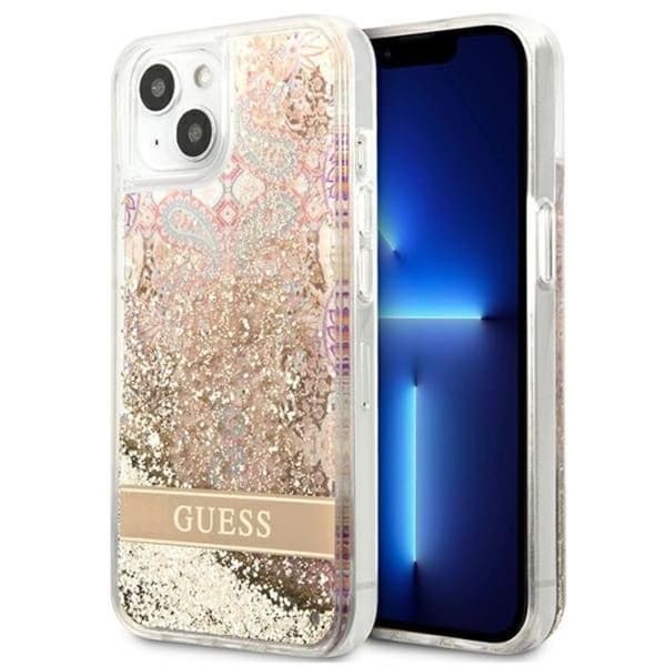 Guess iPhone 13 mini Skal Paisley Liquid Glitter - Guld Guld