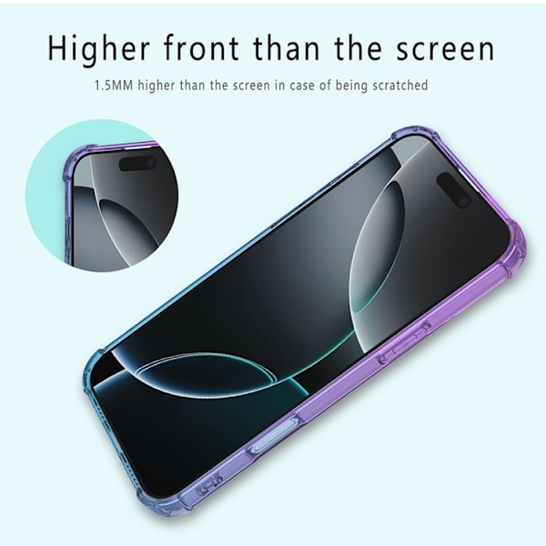 Mobilskal till iPhone 17 Pro Gradient Färg Anti-Drop - Blå/Rosa Blå