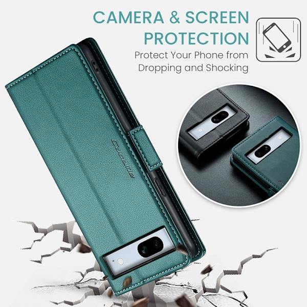 CASEME Plånboksfodral Konstläder för Google Pixel 7a - Grön