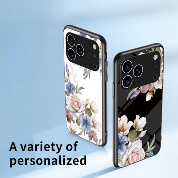 Mobilskal till iPhone 17 Pro Floral Pattern TPU + Härdat Glas - Vit Vit