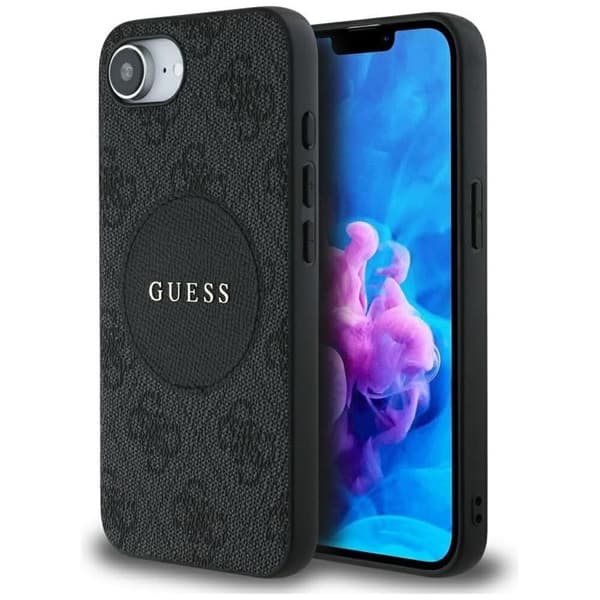 Guess telefontaske til iPhone 16e MagSafe 4G Circle Classic Logo - Sort Svart