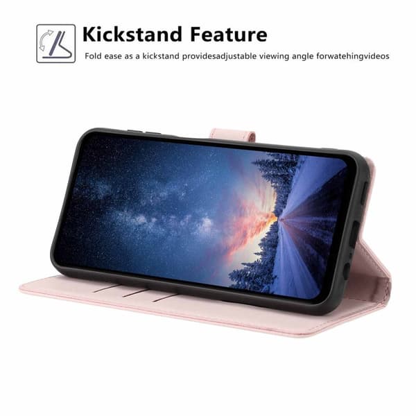 Plånboksfodral för Samsung Galaxy S26 Plus Ställfunktion Konstläder - Rosa