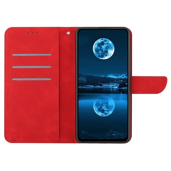 Sony Xperia 1 VII Plånboksfodral Skin Touch Lines Imprinted Röd