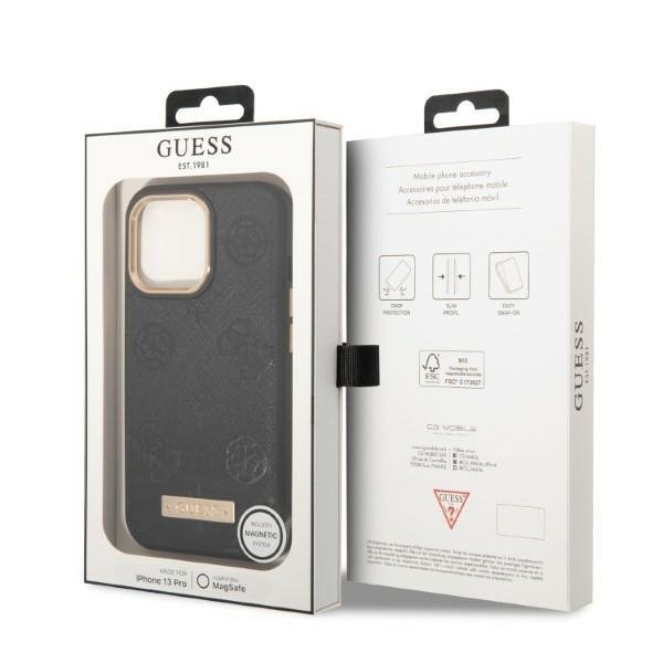 Guess iPhone 13 Pro Skal Magsafe Peony Logo Plate - Svart Svart