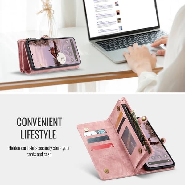 CASEME Plånboksfodral Konstläder till Google Pixel 9a - Rosa