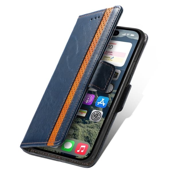 CASENEO iPhone 17 Plånboksfodral Konstläder Ställ med RFID - Blå
