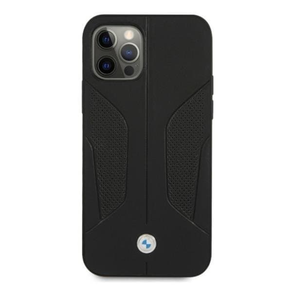 BMW Læder Perforate Sides Skal iPhone 12 Pro Max - Sort Black
