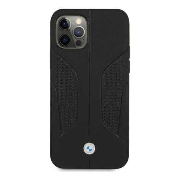BMW Läder Perforate Sides Skal iPhone 12 Pro Max - Svart Svart