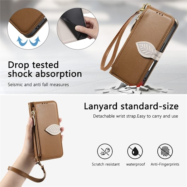 iPhone Air Plånboksfodral Leaf Magnetiskt Spänne Konstläder - Brun Brun