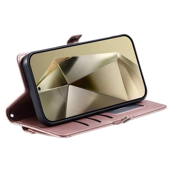Samsung Galaxy S26/S26 Pro Plånboksfodral Konstläder Med Handrem - Roséguld