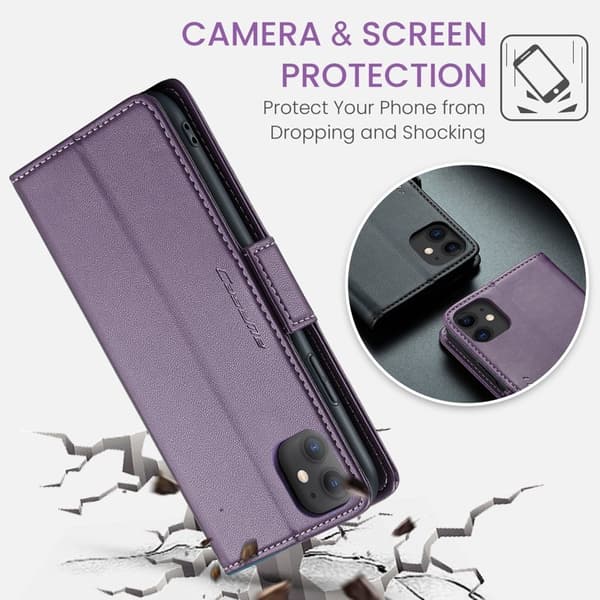 CASEME Plånboksfodral Konstläder till iPhone 11 RFID-Skydd Lila