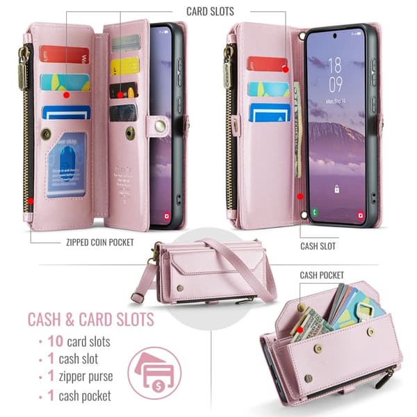 CASEME Plånboksfodral Konstläder för Samsung Galaxy S25 FE - Rosa
