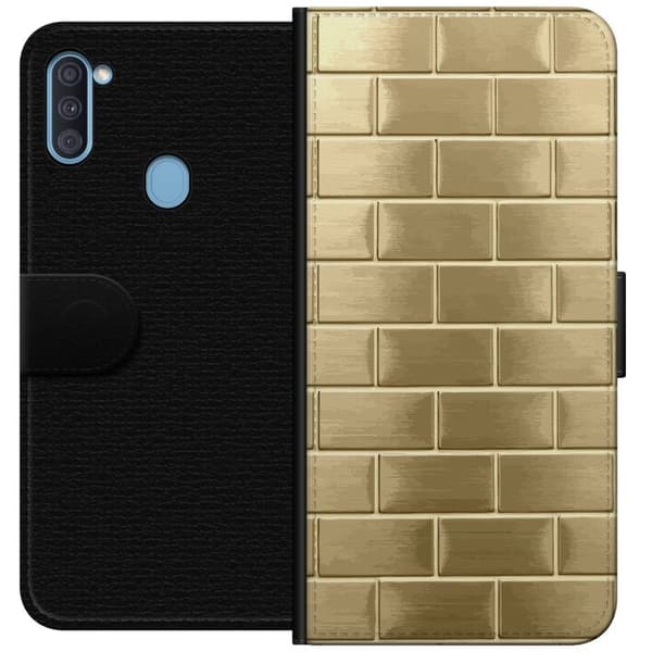 Plånboksfodral till Samsung Galaxy A11 med Gyllene Murstenar