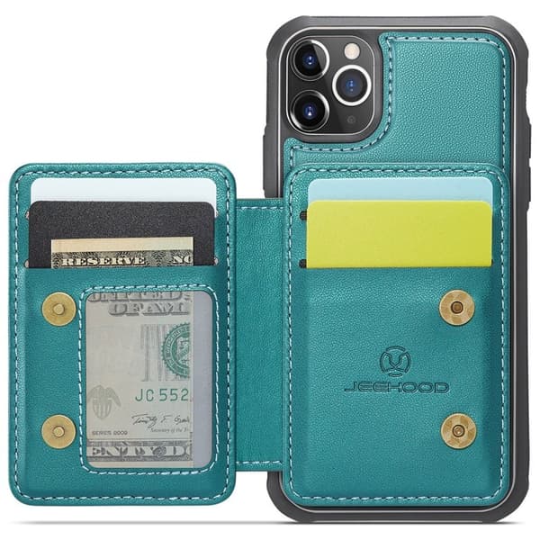 JEEHOOD J05 Mobilskal till iPhone 11 Pro Max Läder med Kortfack Cyan