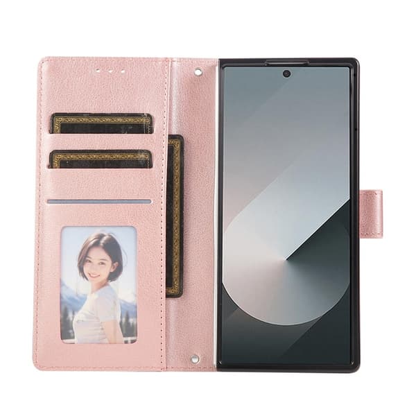 Galaxy Z Fold 7 Plånboksfodral Med Handledsrem - Roséguld Roséguld