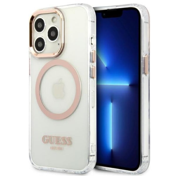 Guess iPhone 13 Pro Max Cover Magsafe Metal Outline - Guld