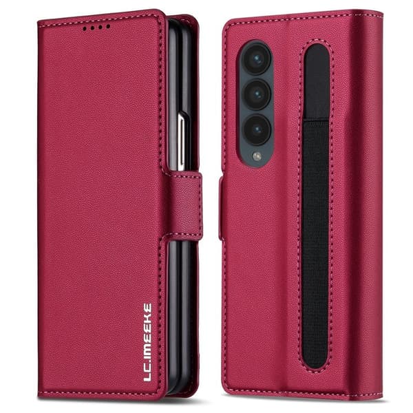 LC.IMEEKE L1 Plånboksfodral för Samsung Galaxy Z Fold4 5G - Röd Konstläder