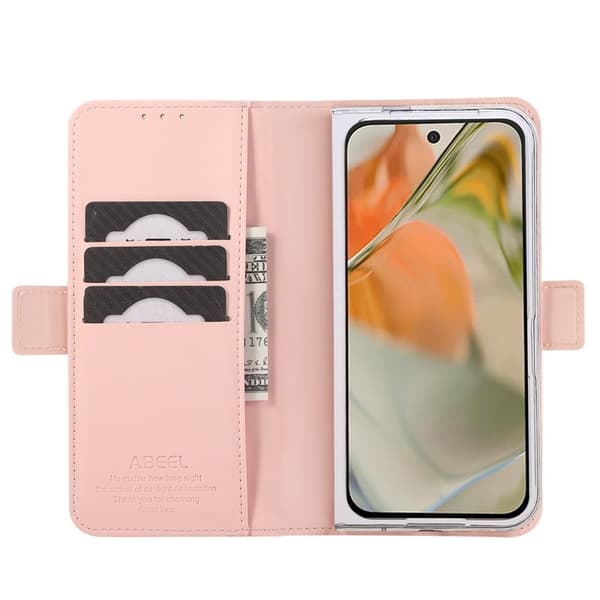 ABEEL Style A02 Konstläder Plånboksfodral för Google Pixel 9 Pro 5G - Rosa