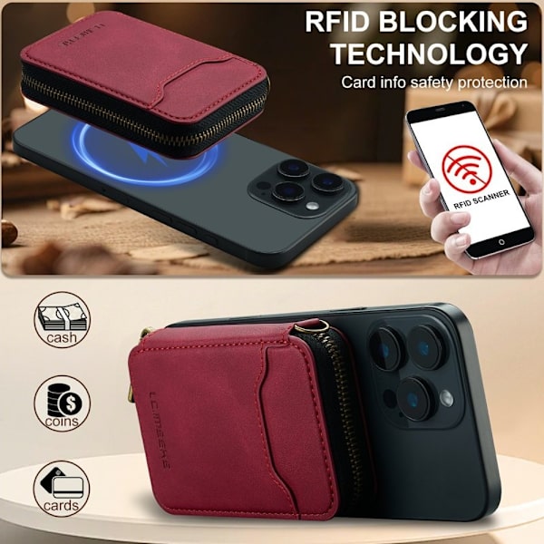 LC.IMEEKE L6 Plånboksfodral RFID Blocking Konstläder - Röd Röd