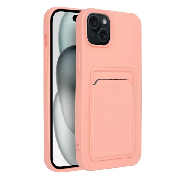 iPhone 15 Plus Mobilskal Korthållare - Rosa