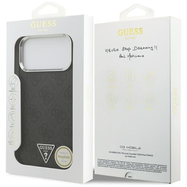 Guess Telefontaske til iPhone 17 Pro Max MagSafe 4G Trekantlogo - Sølv Silver