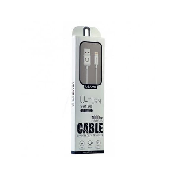 USAMS Kabel U-Turn Lightning 1m hvid 2A IPUSBXD02