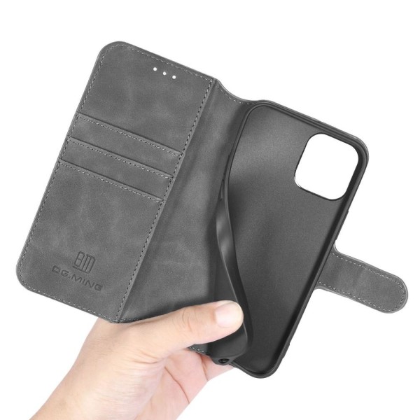 DG.MING Retro nahkainen lompakkokotelo iPhone 12 Pro Max - harmaa Grey