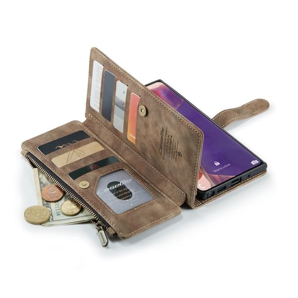 CASEME Konstläder Plånboksfodral för Samsung Galaxy Note20 - Brun