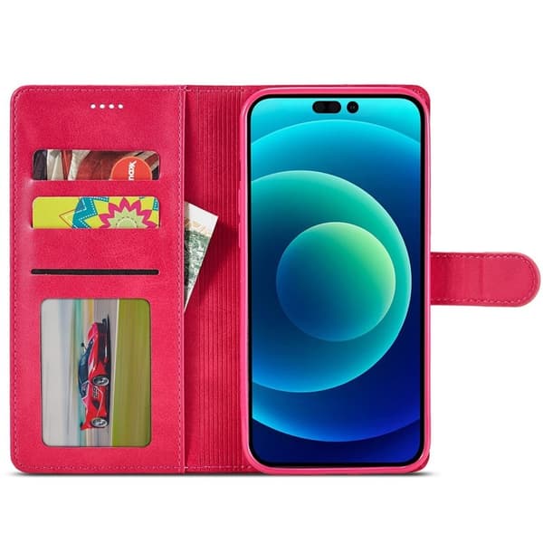 LC.IMEEKE iPhone 14 Plånboksfodral Flip Folio Konstläder - Rosa