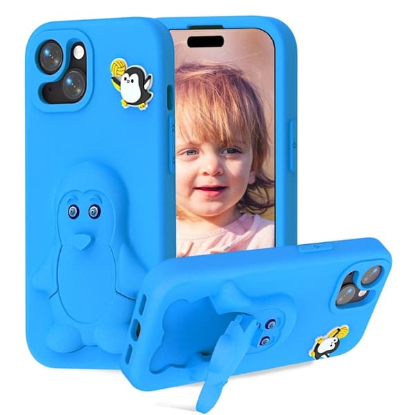 Penguin Mobilskal till iPhone 14/13 Kickstand Stöttålig EVA - Blå