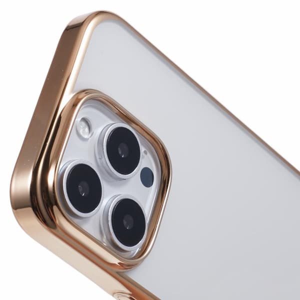 X-LEVEL Mobilskal till iPhone 16 Pro Max Klar PC Bak Elektropläterad Guld