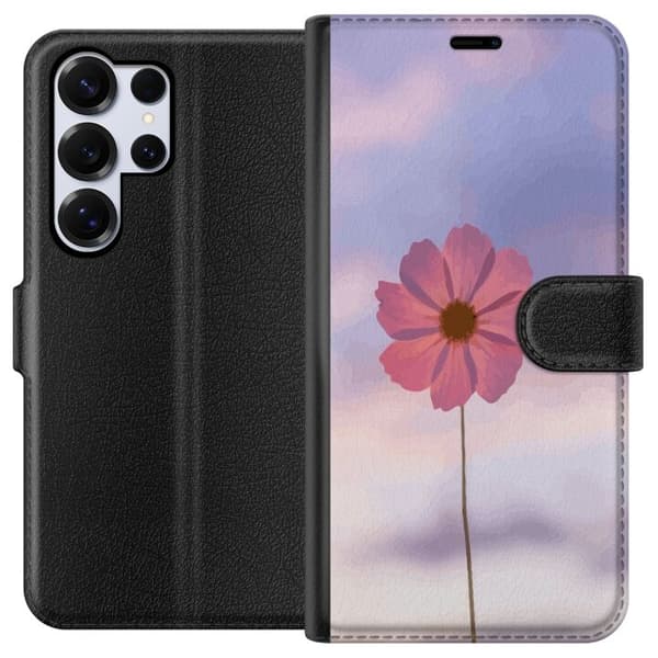 Pung Taske til Samsung Galaxy S25 Ultra med Lyserød Blomst
