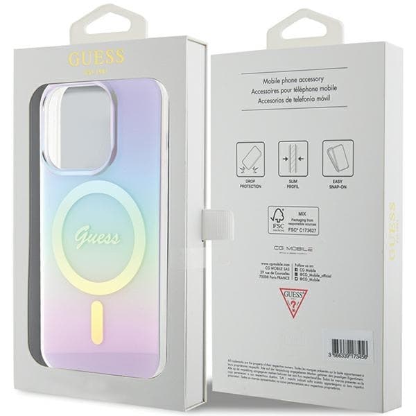 Guess Telefontaske til iPhone 15 Pro MagSafe MagSafe IML Iriserende - Lilla