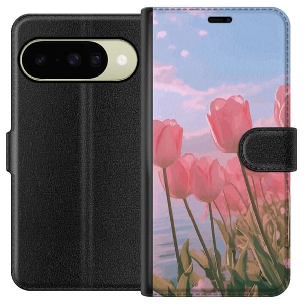 Plånboksfodral till Google Pixel 10 med Rosa Tulpaner
