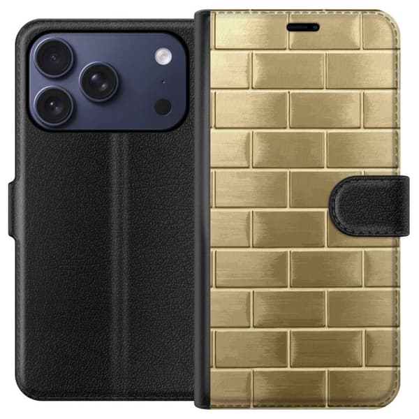 Plånboksfodral till Apple iPhone 17 Pro med Gyllene Murstenar